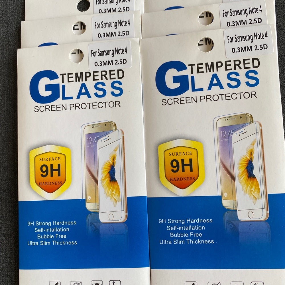 Pack of 6 Premium Tempered Glass Screen Protectors For Samsung Galaxy Note 4
